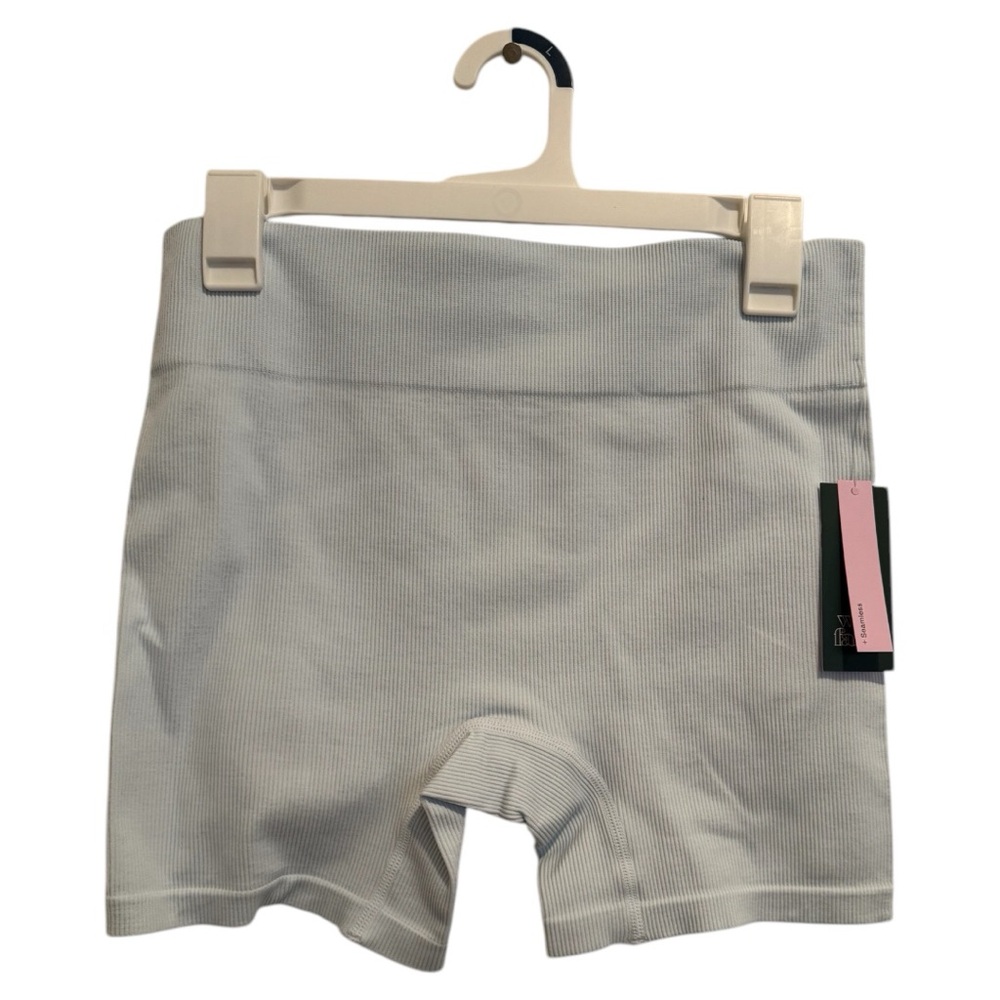Light Aqua Blue Ribbed Biker Shorts
